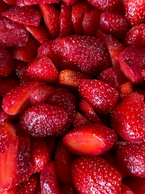Strawberry tart with fresh ripe strawberries on top of a golden crust